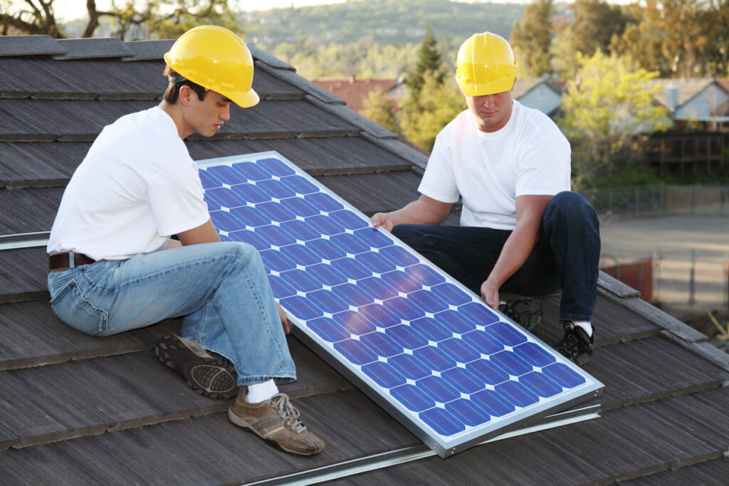 solar panels being installed in a home for energy efficiency