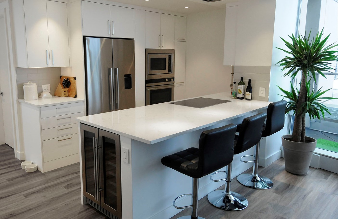 Wine storage seamlessly installed into kitchen