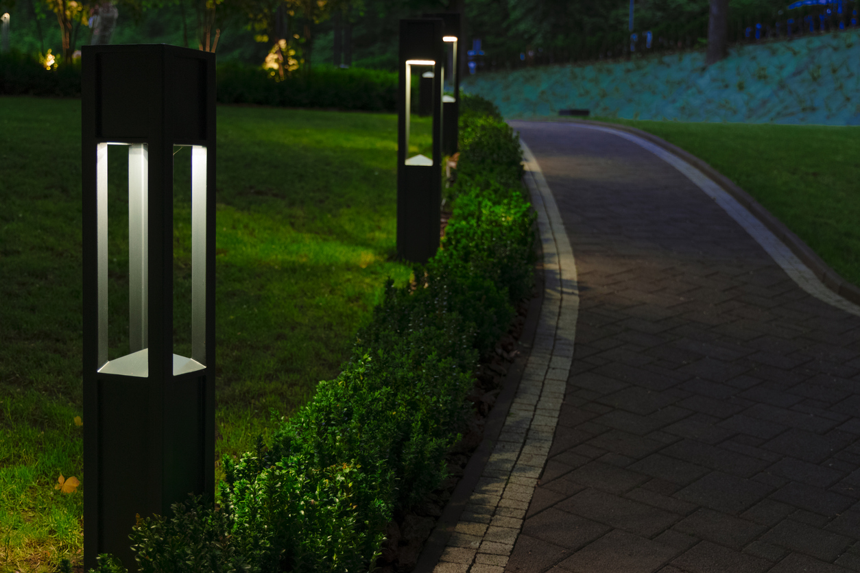 Path Lighting in an outdoor walkway with green grass