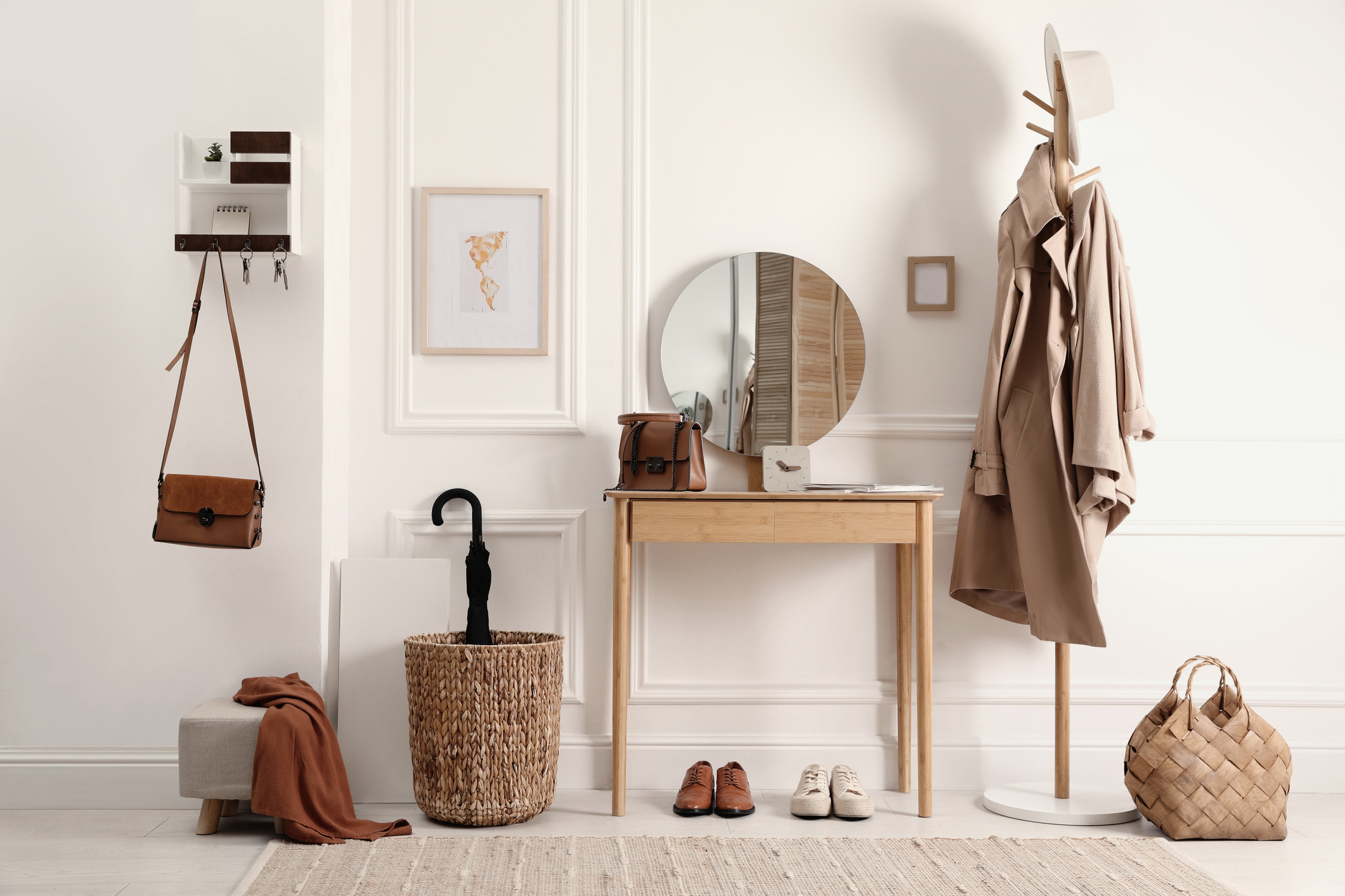 modern hallway interior with stylish dressing table