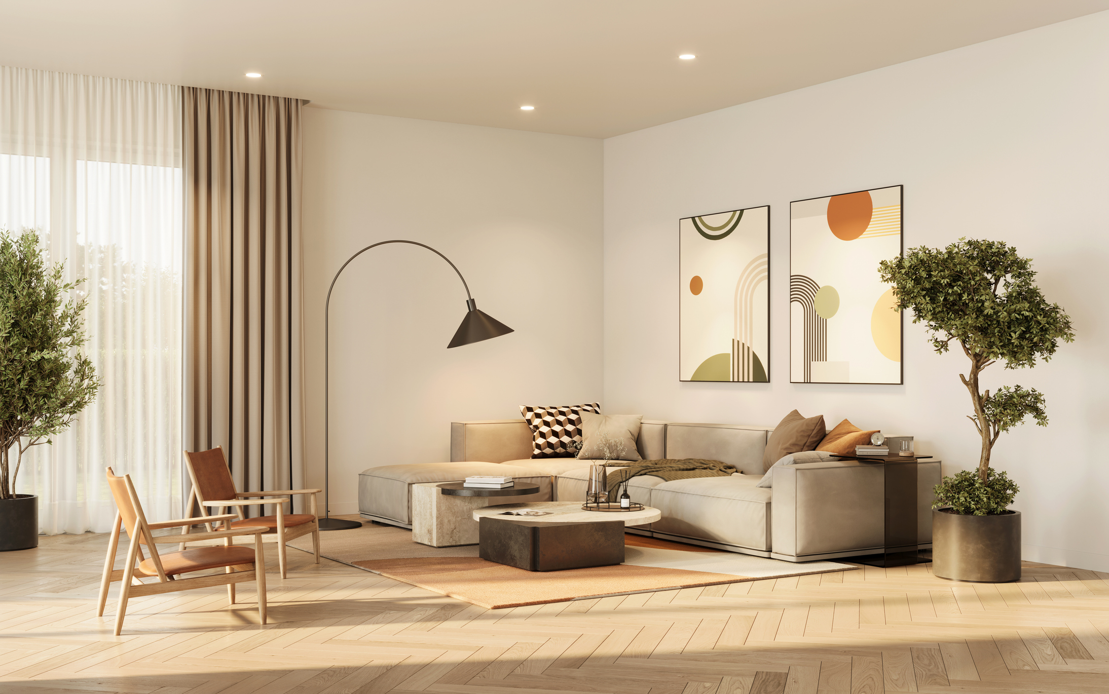 Beautiful interior view of a living room in a large family home